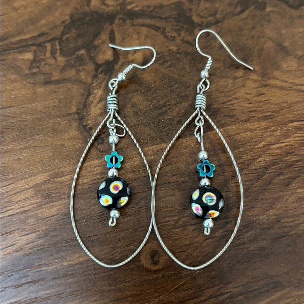 Guitar String Beaded Drop Earrings